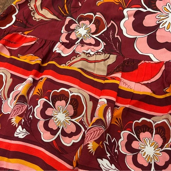 Gibson & Latimer Tie Neck Long Raglan Sleeve Floral Printed Dress Size XL - Picture 5 of 15